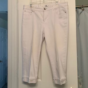 Christopher & Banks Denim White Cuffed Crops